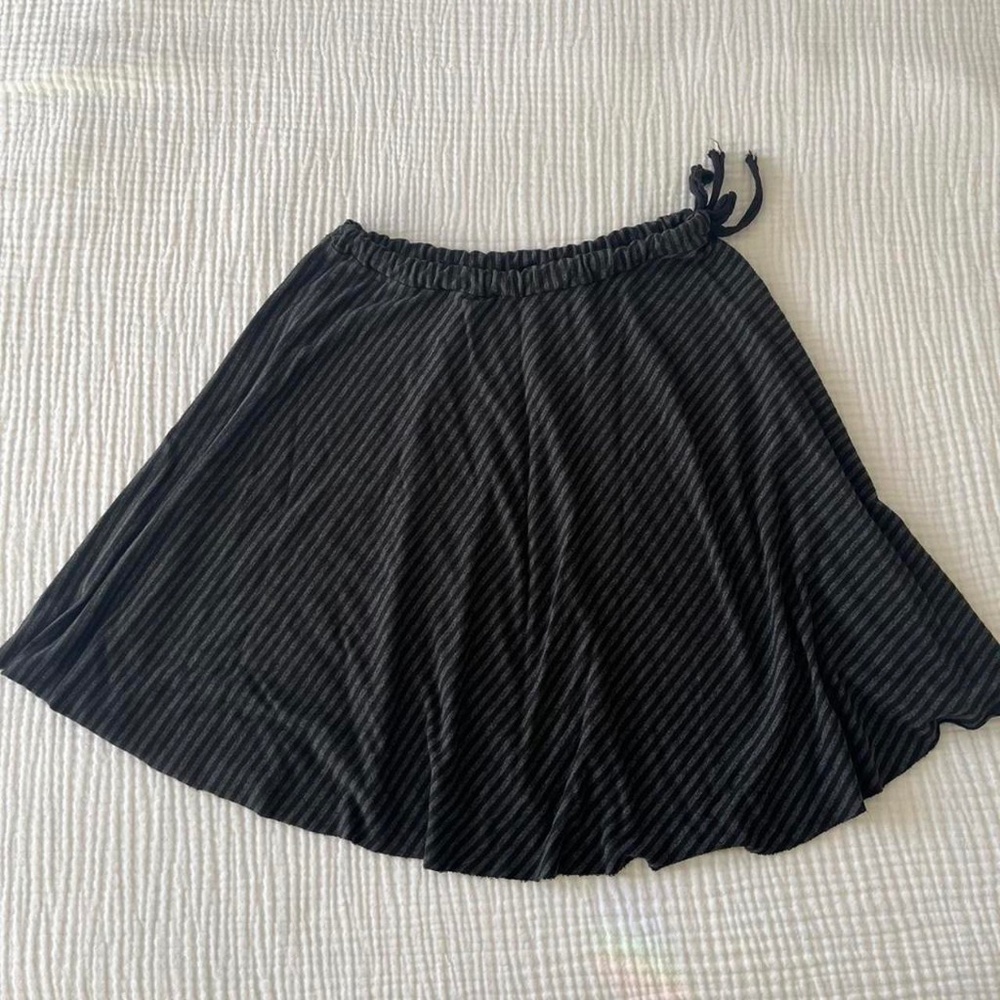 vintage y2k handmade black & grey stripe circle a-line skirt